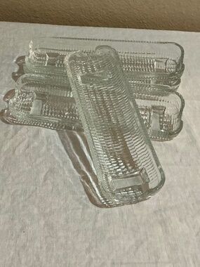 Vintage Norpro Clear Glass Corn on the Cob Dishes Trays - Set of 4